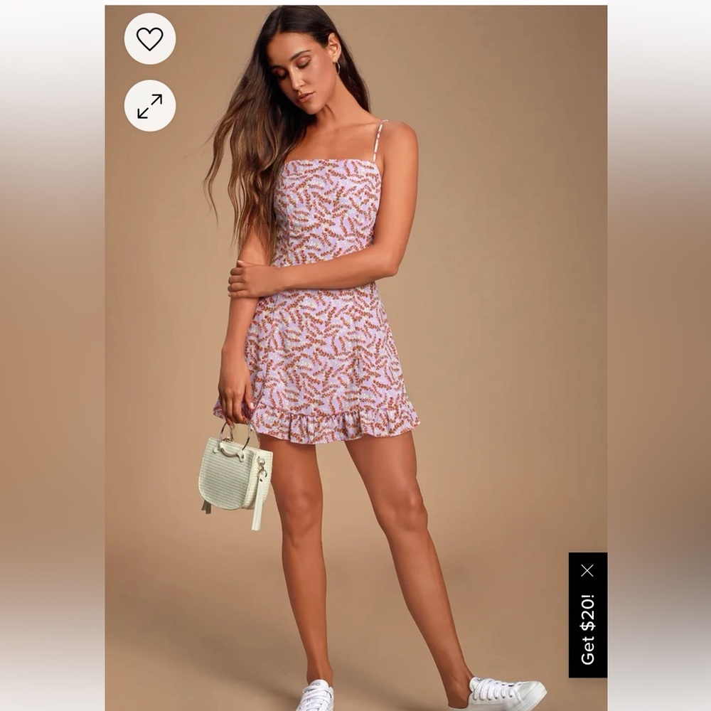 Lulus Brynne Red and Lavender Floral Print Mini Dress